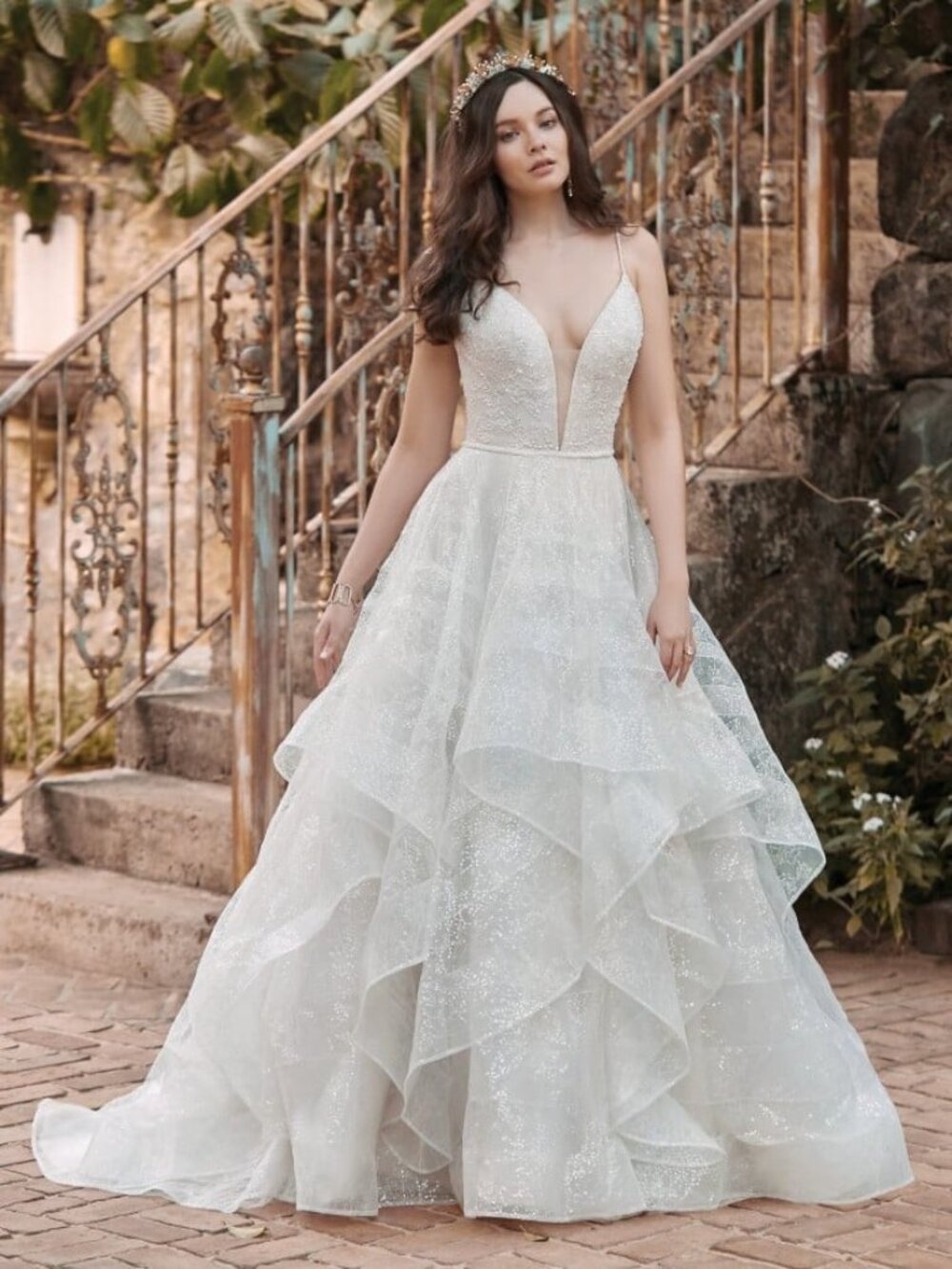 Maggie Sottero Wedding Dress Sequins and Beading Horsehair Trim